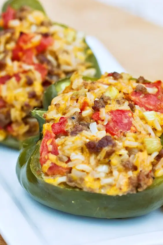 Stuffed Peppers with Ground Beef - Nesting Lane Indulge