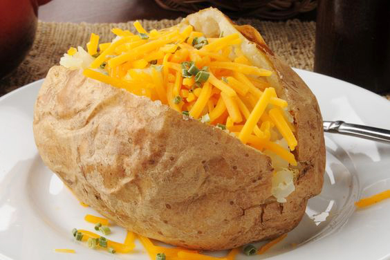 Microwave Cheesy Baked Potato with Sour Cream 