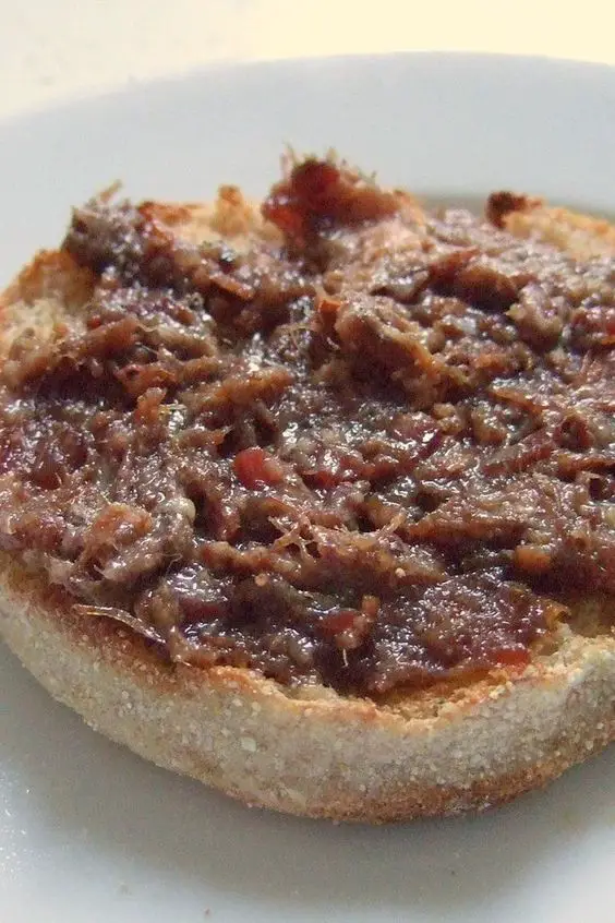 Homemade Bacon Jam on an English Muffin
