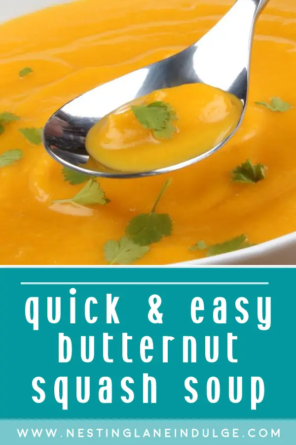 Graphic for Pinterest of Easy Butternut Squash Soup Recipe