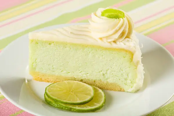 The Perfect Key Lime Cheesecake on a plate