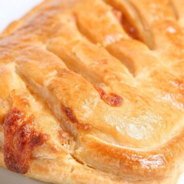 Closeup of a Corn and Ham Turnover.