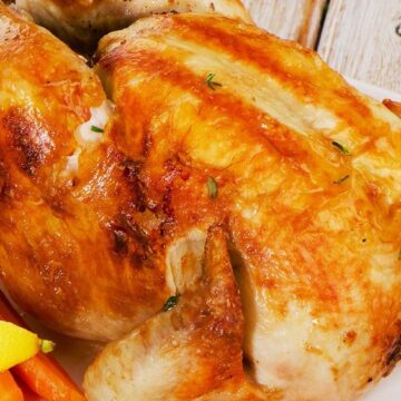 Closeup of roasted chicken