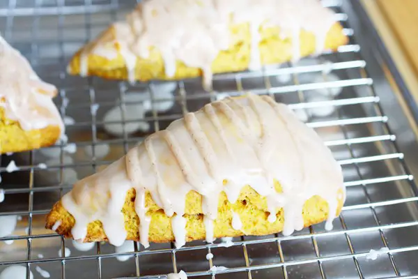 Iced Pumpkin Scones on a cooling rack