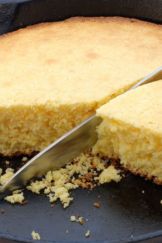 Cornbread Made in a Cast Iron Skillet.