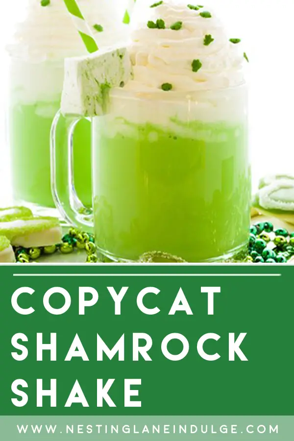 Graphic for Pinterest of Copycat McDonald's Shamrock Shake for St Patrick's Day Recipe.