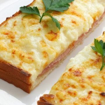 Best Croque Monsieur (Baked) on a white plate.