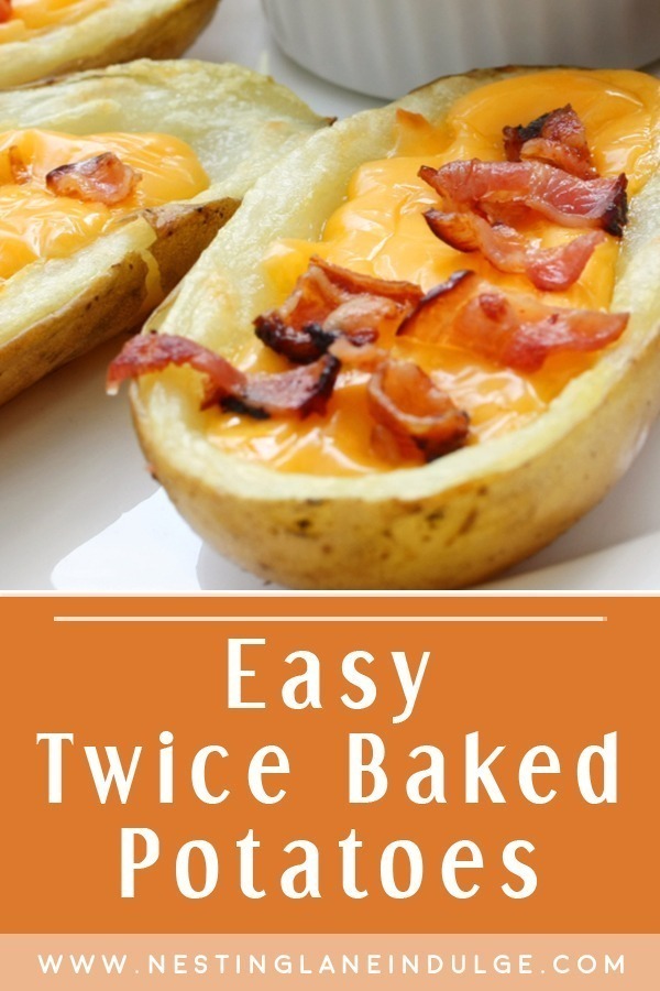 Graphic for Pinterest of Easy Twice Baked Potatoes Recipe.