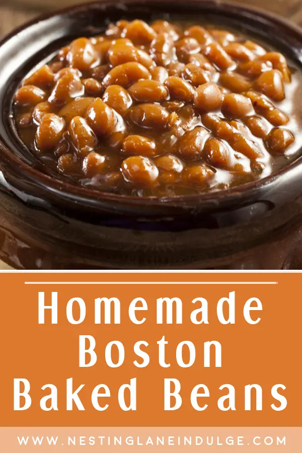 Graphic for Pinterest of Homemade Boston Baked Beans Recipe.