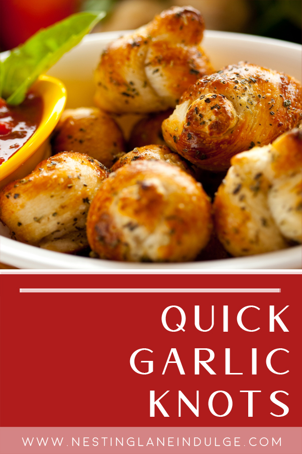 Graphic for Pinterest of Quick and Easy Garlic Knots Recipe.