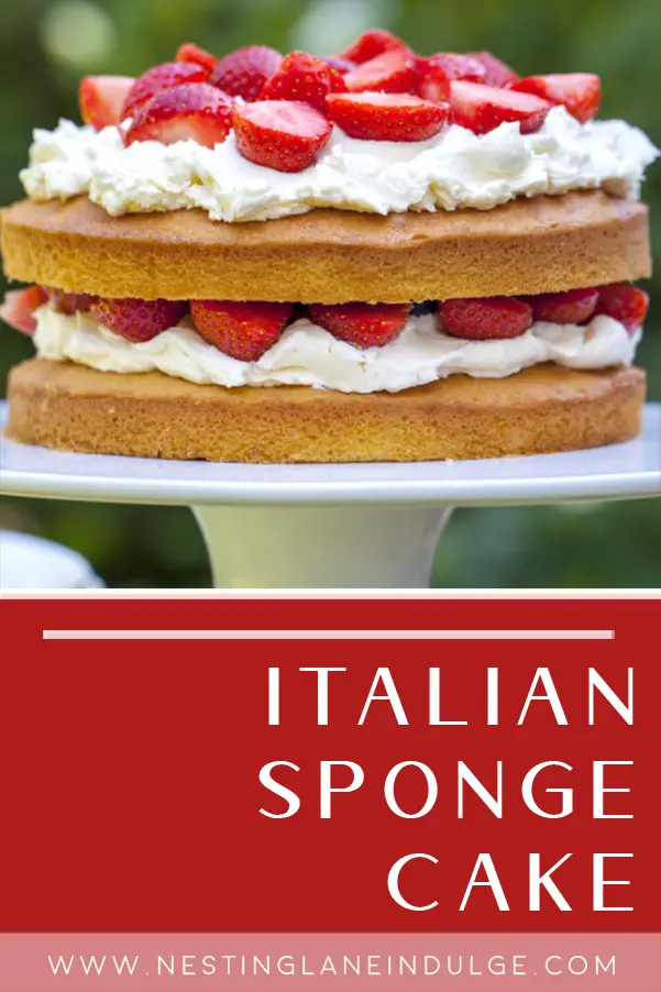 Graphic for Pinterest of Simple Italian Sponge Cake Recipe.