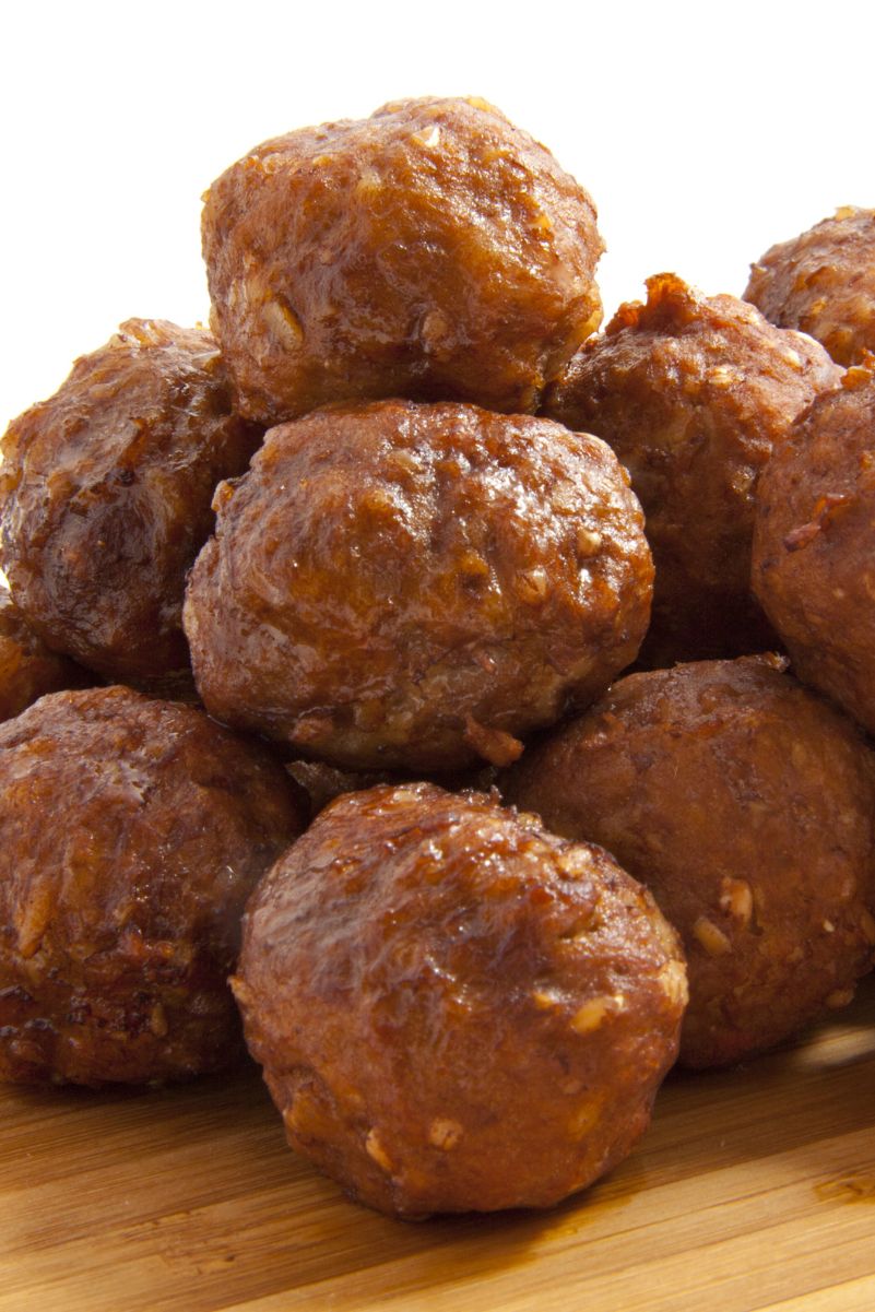 Closeup of a pile of Irresistible Baked Meatballs.