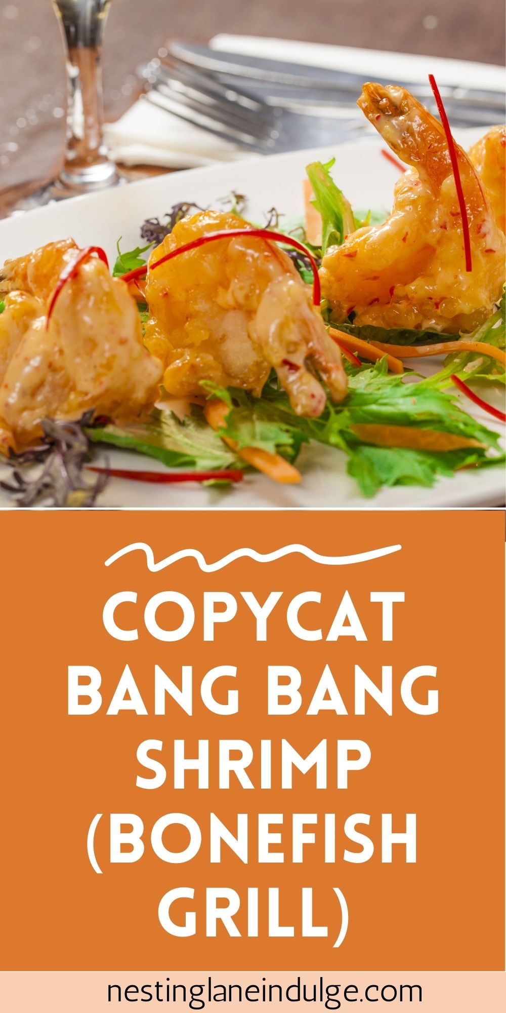 Graphic for Pinterest of Delicious Copycat Bang Bang Shrimp (Bonefish Grill) Recipe.