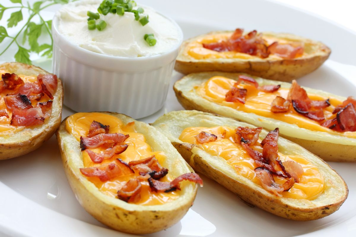 A plate of Easy Twice Baked Potatoes.