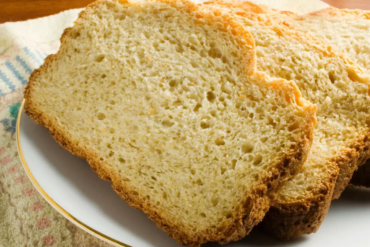 A loaf of sliced beer bread.