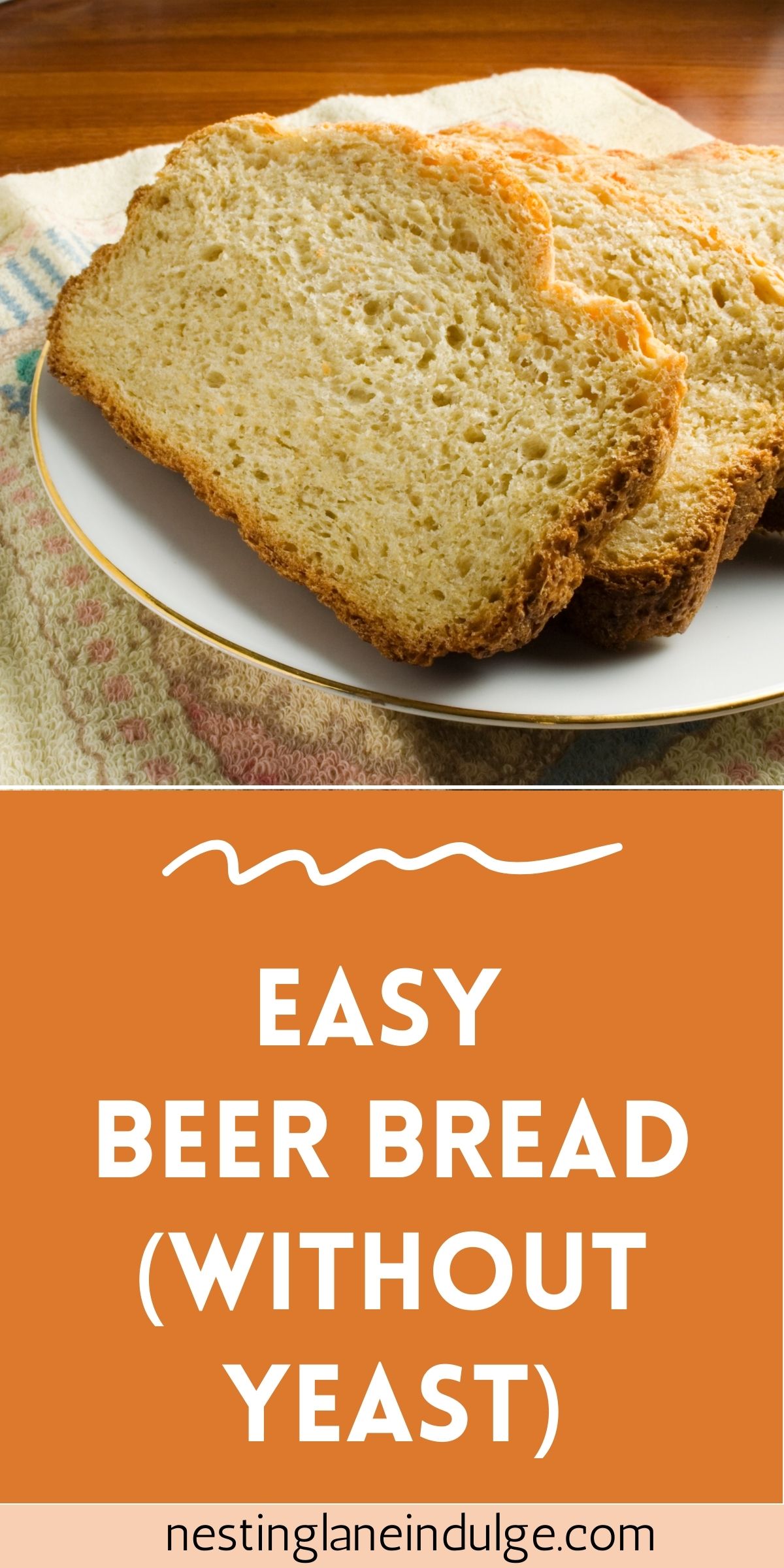 Graphic for Pinterest of Easy Beer Bread (Without Yeast) Recipe.