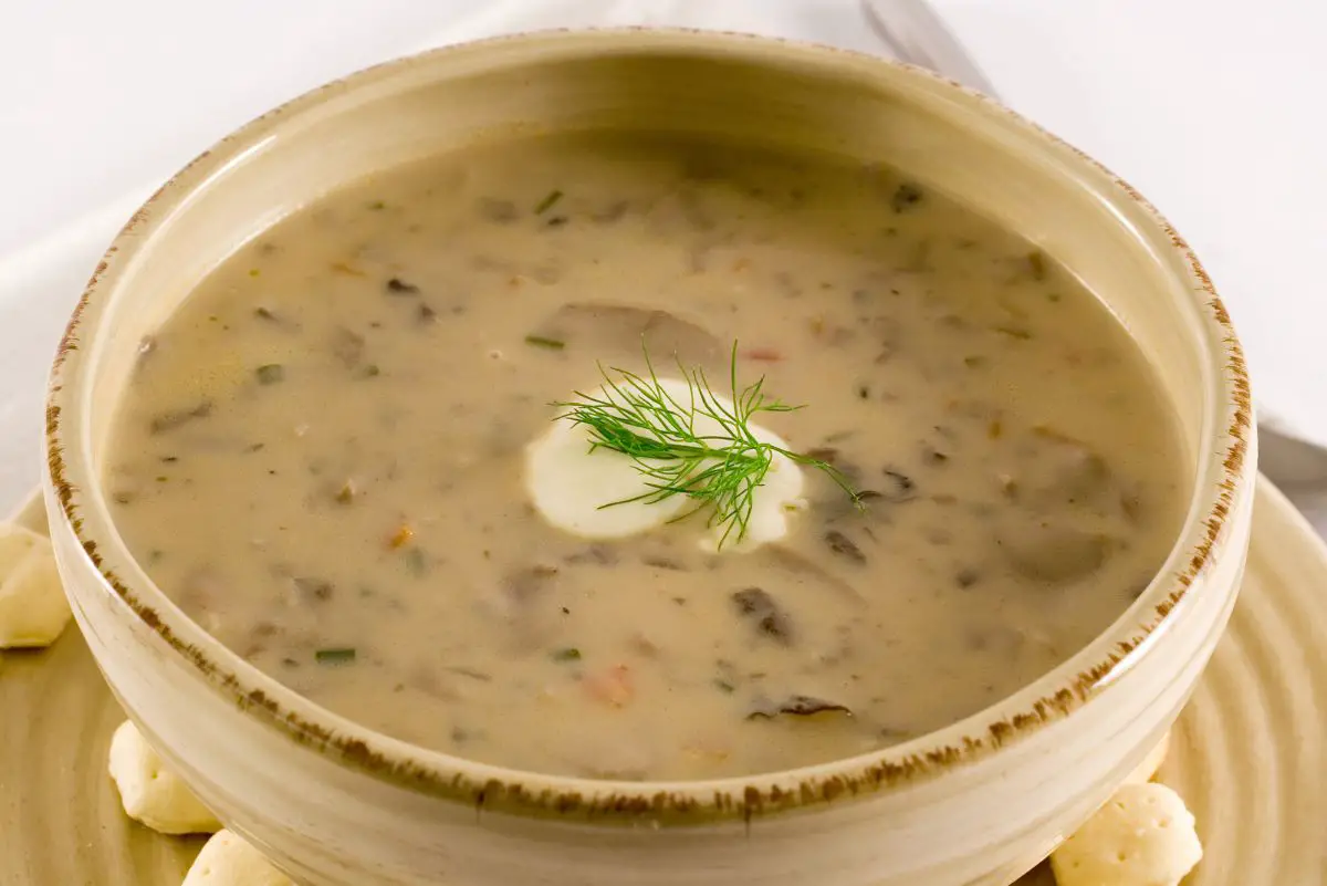 Easy Portabella Mushroom Soup in a bowl.