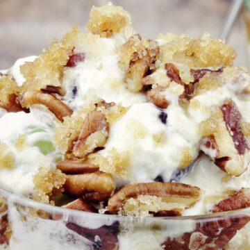 closeup of Sweet and Creamy Grape Salad.