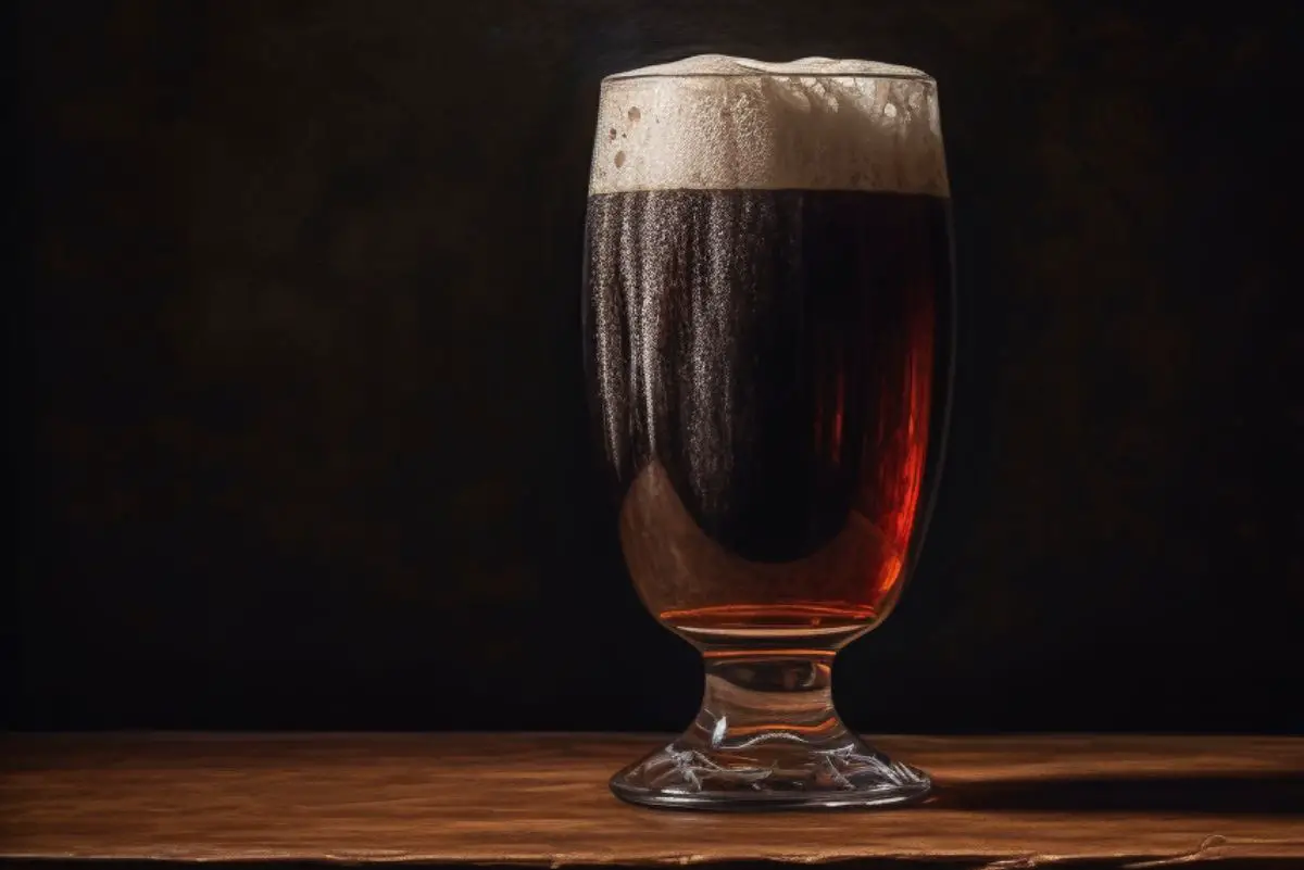 5 Ingredient Homemade Root Beer in a clear glass, a dark, background.