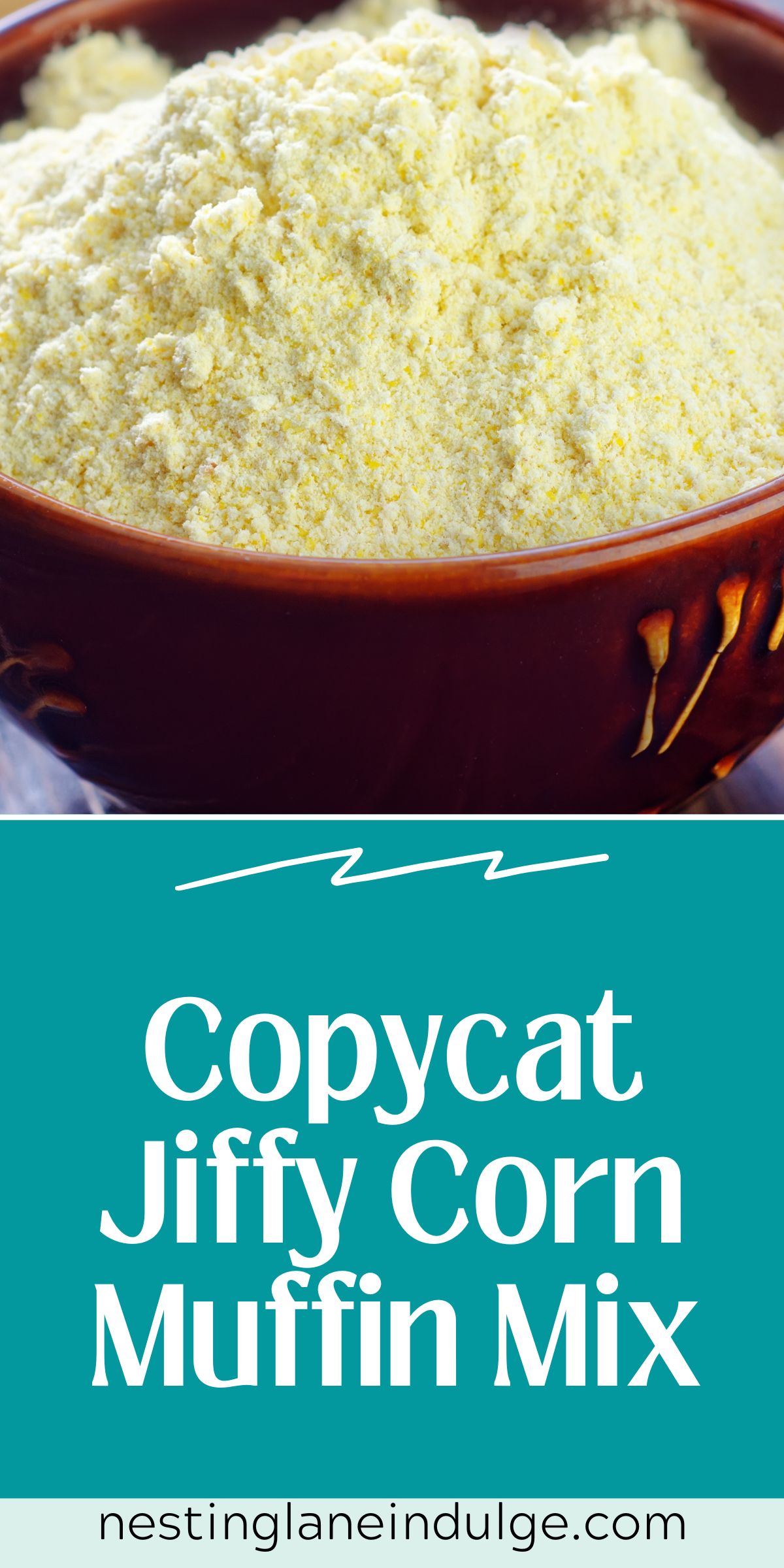 Graphic for Pinterest of Copycat Jiffy Corn Muffin Mix Recipe.