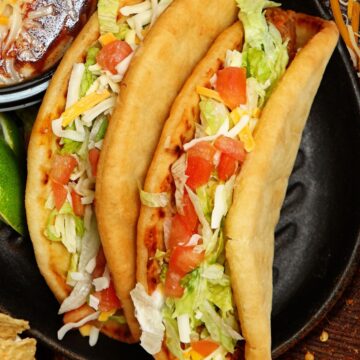 Closeup of 2 Copycat Taco Bell Chalupas.