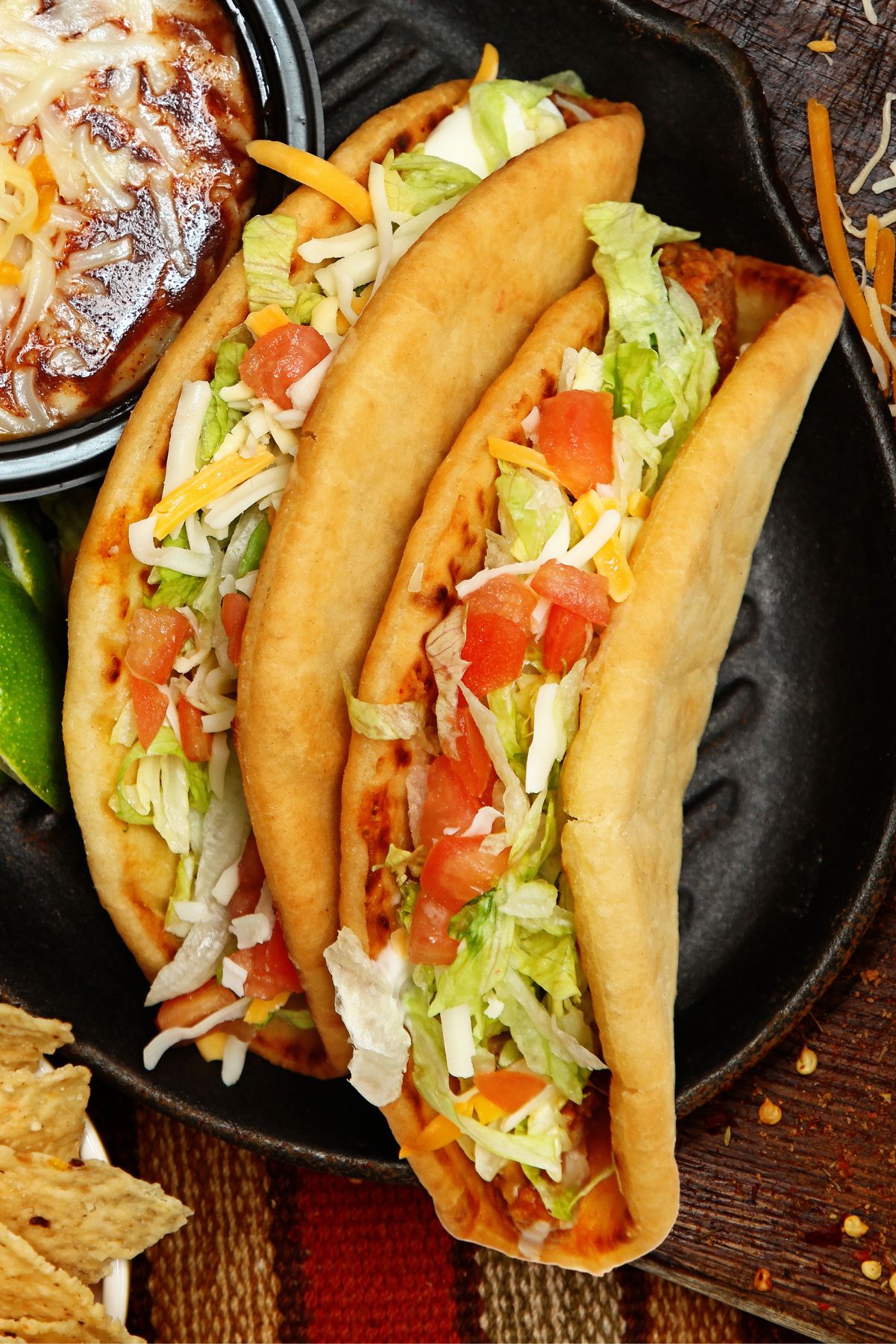 Closeup of 2 Copycat Taco Bell Chalupas.