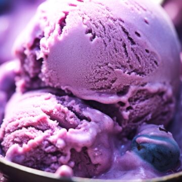 Closeup of Homemade Blueberry Ice Cream.