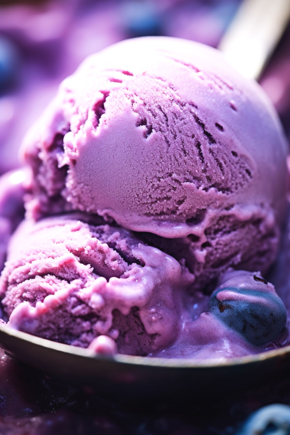 Closeup of Homemade Blueberry Ice Cream.