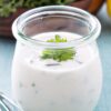 Closeup of Ranch Dressing (Copycat Outback Steakhouse) in a jar.