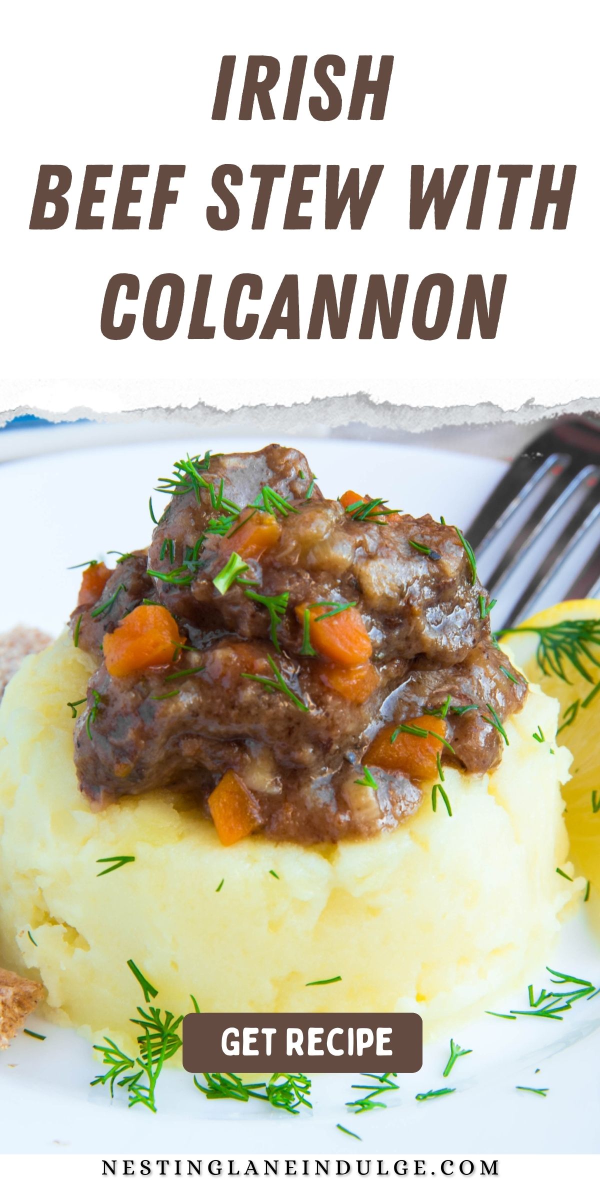 Irish Beef Stew with Colcannon Recipe Graphic.