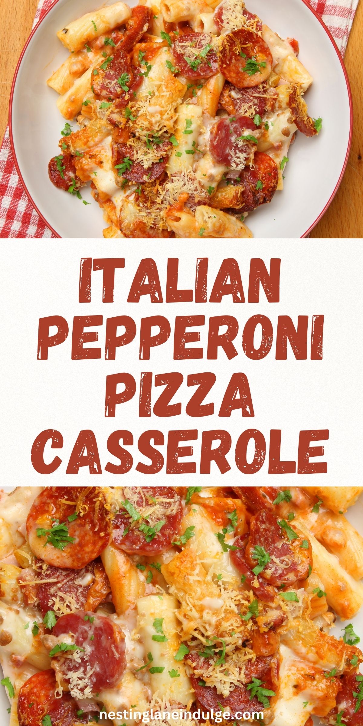 Italian Pepperoni Pizza Casserole Graphic.