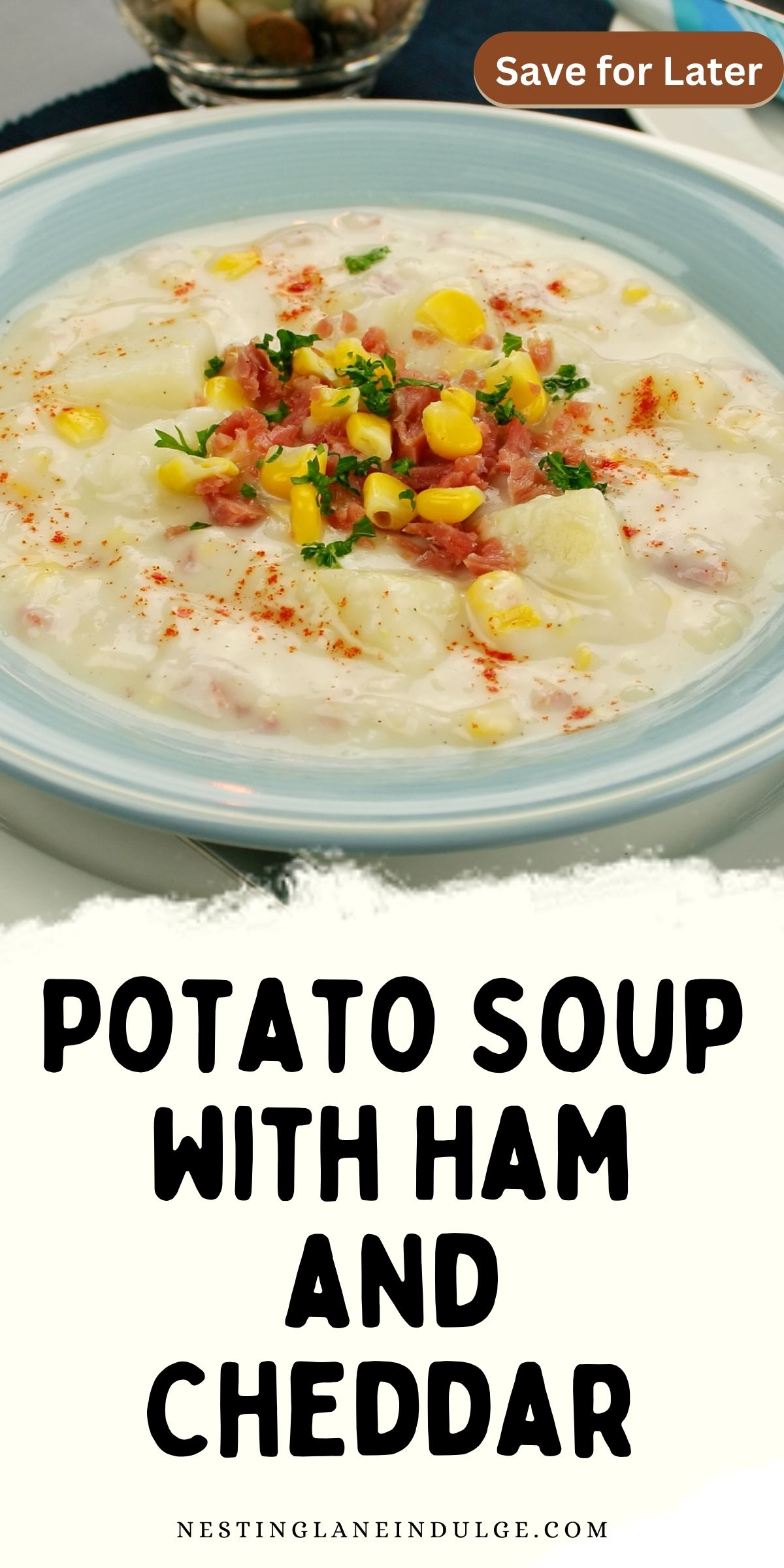 Potato Soup with Ham and Cheddar Graphic.