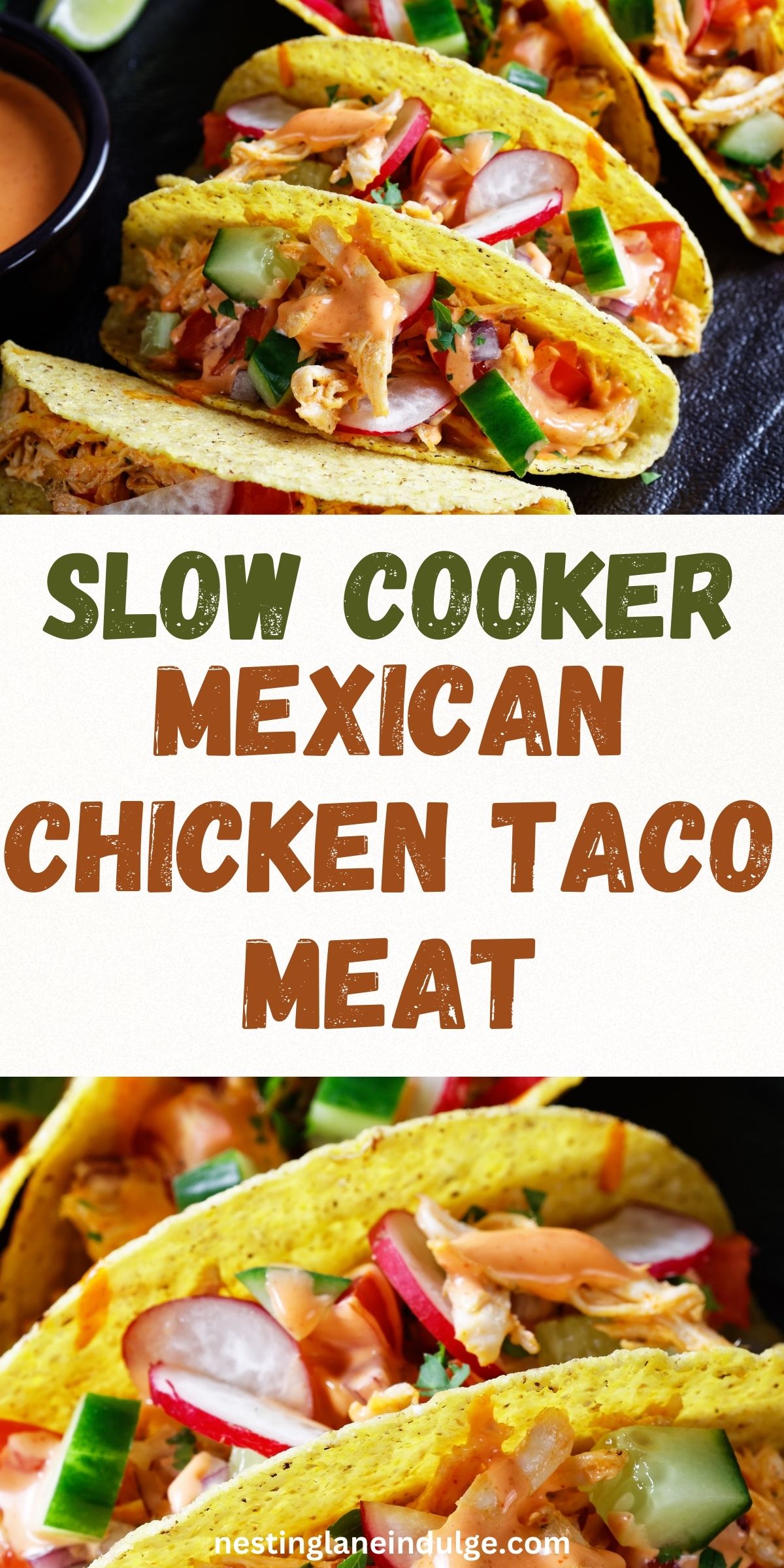 Slow Cooker Mexican Chicken Taco Meat Graphic.